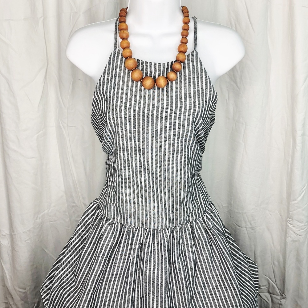 Love J Grey and White Stripe Peplum Top Sz S